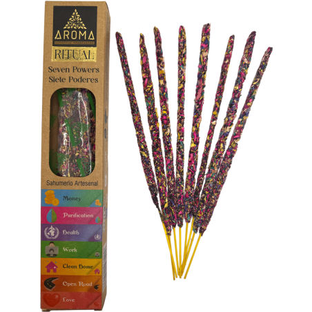 Organic Ritual Incense 7 Powers AROMA Handcrafted Incense - Box with 8 incense sticks - 1 hour duration