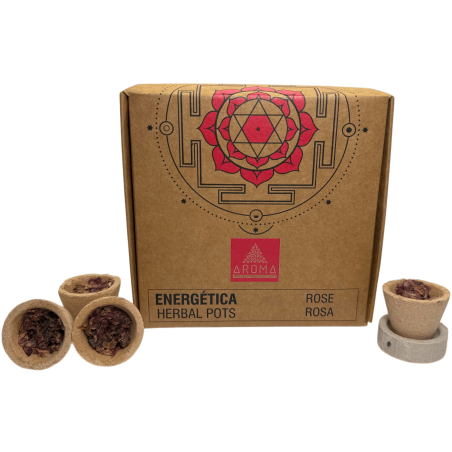 Pots à herbes en résine rose, parfums AROMA énergisants - 4 tasses et support pour brûleur