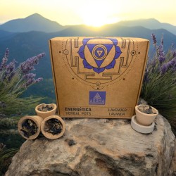 Pahare din rășină cu lavandă, ghivece cu plante aromatice, parfumuri energetice AROMA - 4 pahare și suport pentru arzător - Pace