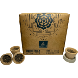 Copes de Resina Salvia Blanca Herbal Pots Energètica AROMA Fragrances - 4 copes i suport cremador - Neteja i Protecció