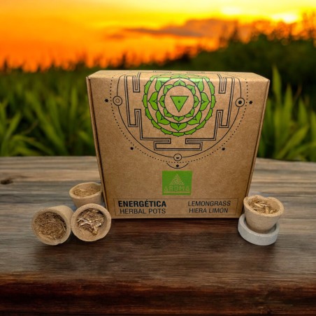 Copas de Resina Lemongrass Hierba de Limón Herbal Pots Energética AROMA Fragrances - 4 copas y soporte quemador - Limpieza