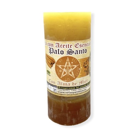 Palo Santo Kerze mit Honig, Seelenreinigung, beseitigt schlechte Schwingungen – Kerzen und Aromen – ätherische Öle – 14 x 6 cm