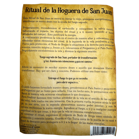 Rituel du feu de joie de San Juan - Comprend une bougie, du Palo Santo, un pendentif amulette, un mauvais œil et de la sauge