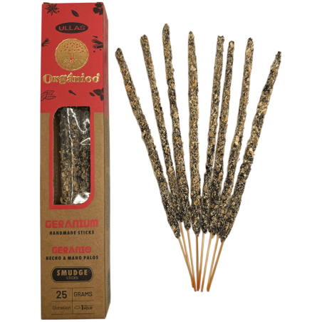 Incenso de Gerânio Ullas - Feito à Mão - 25g - Fabricado na Índia - 100% Natural - Incenso Orgânico ULLAS