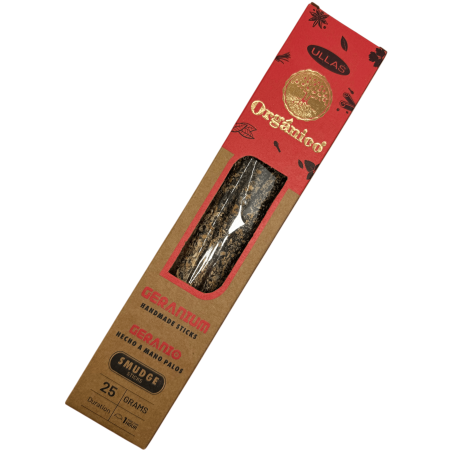 Incenso de Gerânio Ullas - Feito à Mão - 25g - Fabricado na Índia - 100% Natural - Incenso Orgânico ULLAS