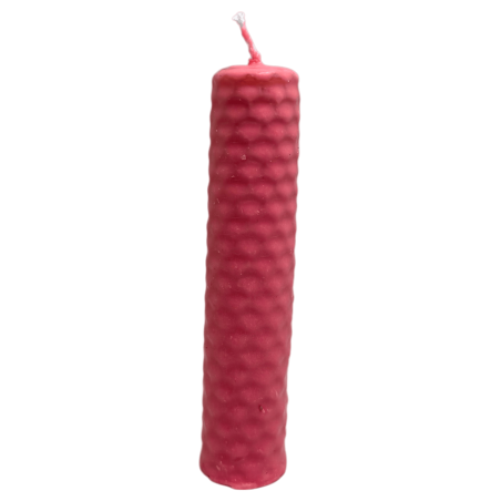Różowa świeca woskowa miodowa - 10x2,5 cm - Miłość, Wybaczenie, Czakra Serca, Magia