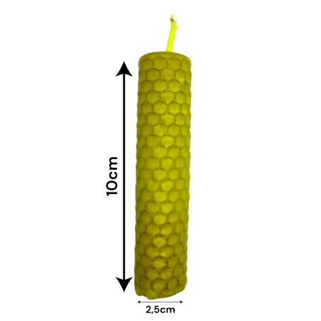 Gele bijenwas honingkaars - 10x2,5cm - Zon, Succes, Intelligentie, Creativiteit, Zonnevlechtchakra