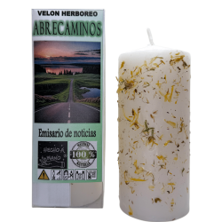 Candela alle erbe apre sentieri - Candela esoterica 14x6cm - Emissario di notizie