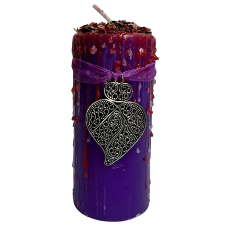 Bougie Talisman Amour - Bougie Ésotérique avec Amulette Spéciale 14x6cm - Passion, attraction, véritable affection