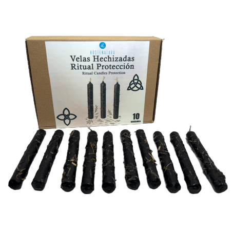 HOSTENATURA Protection Candle Kit - 10 black candles with herbs