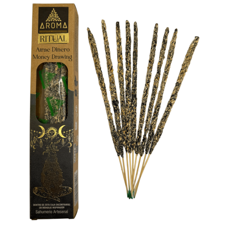 Incenso Ritual Orgânico Atrai Dinheiro Incenso Artesanal AROMA - Caixa com 8 varetas de incenso - Duração de 1 hora
