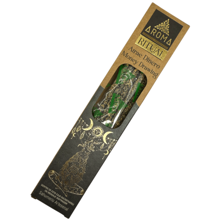 Incienso Orgánico Ritual Atrae Dinero AROMA Incienso Artesanal - Cajita con 8 barras de incienso - 1 hora duración
