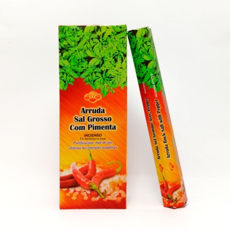 SAC Rökelse Rue, Grovt Salt och Peppar - Ask med 6 sexkantiga förpackningar med 20 pinnar 120 rökelsepinnar