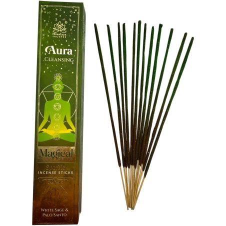 Himalaya Incense Magical Series Auric Cleansing Incense – 25-g-Box Masala-Räucherstäbchen mit weißem Salbei und Palo Santo.