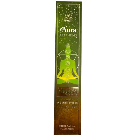 Incenso de limpeza áurica Himalaya Incense Magical Series - caixa de 25 g de incenso masala com sálvia branca e palo santo.