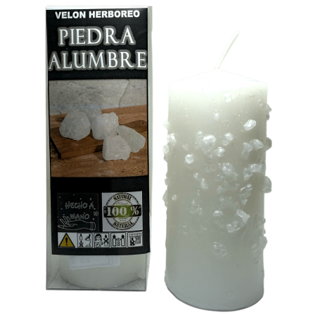 Alum Stone Herbal Candle - Esoteric Candle 14x6cm - Purifier, Protector, Against Envy and Negative Energies