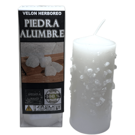Lumânare din piatră de alaun - Lumânare ezoterică 14x6cm - Purificatoare, protectoare, împotriva invidiei și energiilor negative