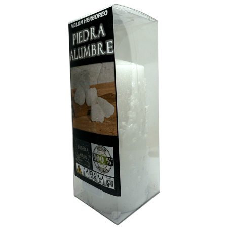 Alum Stone Herbal Candle - Esoteric Candle 14x6cm - Purifier, Protector, Against Envy and Negative Energies