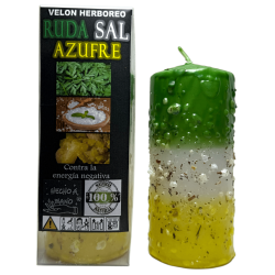 Herbal Candle with Rue, Salt, and Sulfur -...