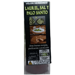 Candela alle erbe con alloro, sale e palo santo - Candela esoterica 14x6 cm - Attrae energie positive, purificazione e protezion