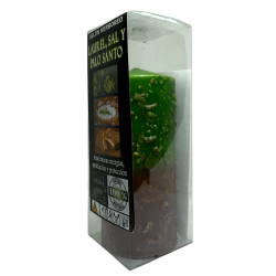 Świeca ziołowa z wawrzynem, solą i palo santo - świeca ezoteryczna 14x6 cm - przyciąga dobrą energię, oczyszcza i chroni