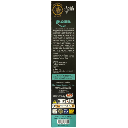 Encens Amazonite Hari Darshan Tribal Soul Crystal Magic - 1 paquet de 15 gr d'encens biologique aux minéraux