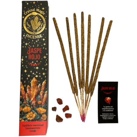Incienso Jaspe Rojo Hari Darshan Tribal Soul Crystal Magic - 1 cajetilla de 15gr Incienso Orgánico con Minerales