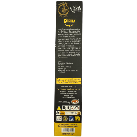 Encens Hari Darshan Tribal Soul Crystal Magic Citrine - 1 paquet de 15 g d'encens biologique aux minéraux