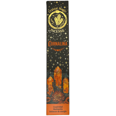 Hari Darshan Karneol-Räucherstäbchen Tribal Soul Crystal Magic – 1 Packung mit 15 g Bio-Räucherstäbchen mit Mineralien