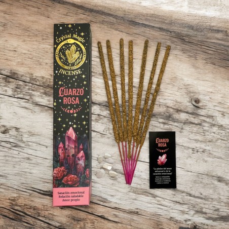 Hari Darshan Tribal Soul Crystal Magic Incenso al quarzo rosa - 1 confezione da 15 g di incenso biologico con minerali