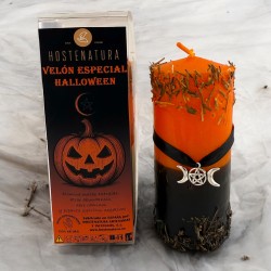 Velón Especial Halloween HOSTENATURA - Elimina malas energías, abundancia, nuevos caminos... Incluye Ritual Completo y Amuleto