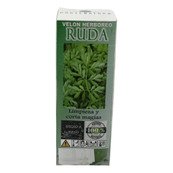 Candela di ruta alle erbe - Candela esoterica 14x6cm - Elimina la negatività, gli ambienti cattivi, purifica e taglia la magia