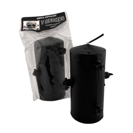 Schwarze Kerze mit 7 Dochten, 12,5 x 6 cm – Grabarbeit, Fluchbrecher, Zauberentferner …