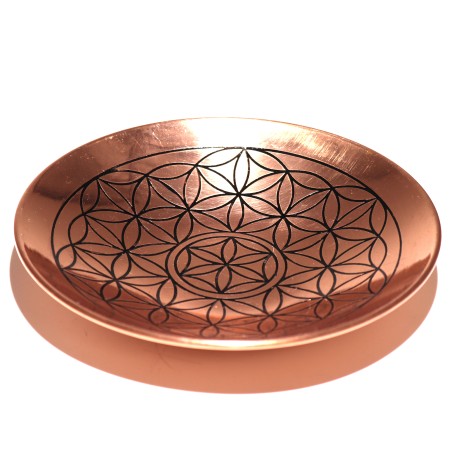 Assiette d'offrande en cuivre - Fleur de vie - 12 cm