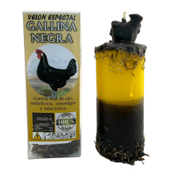 Velón Esotérico Especial Gallina Negra 14x6cm - Contra mal de ojo, maleficios, enemigos y salaciones