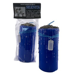 Lumânare Talisman din Selenit - Lumânare Ezoterică cu Amuletă Specială 14x6cm - Curățare Energetică, Energie Pură și Protecție D