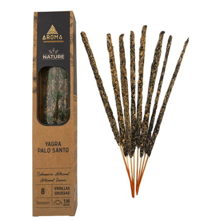 Coffret d'encens bio Yagra Palo Santo AROMA Nature - 12 boîtes de 8 bâtonnets épais