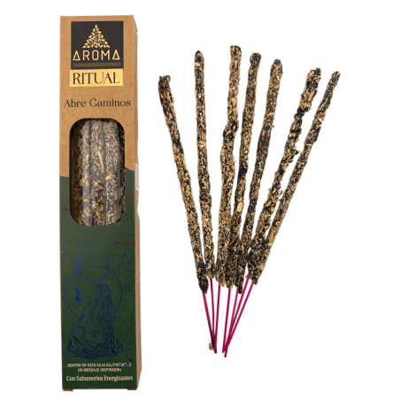 Caja Incienso Orgánico Ritual Abre Caminos AROMA - 12 cajitas de 8 barritas gruesas