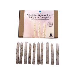 HOSTENATURA Energie-Reinigungskerzen-Set – 10 weiße Kerzen mit Kräutern