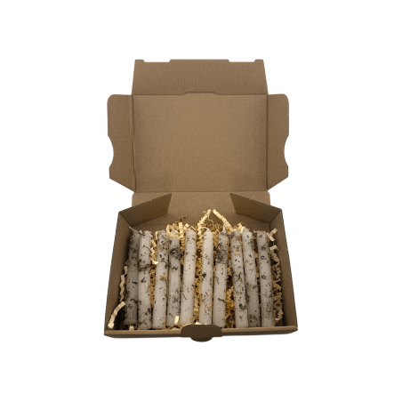 Kit di candele purificanti energetiche HOSTENATURA - 10 candele bianche con erbe