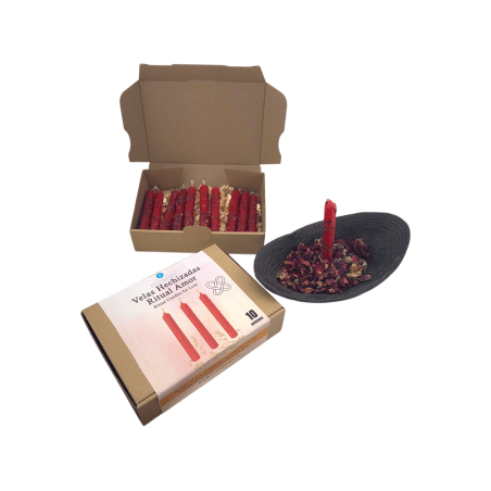 Kit de Velas Ritual de Amor HOSTENATURA - 10 velas vermelhas com ervas