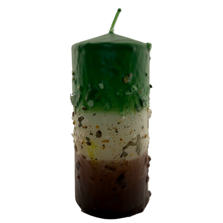 Vela de ervas com arruda, sal e palo santo - Vela esotérica 14x6cm - Limpeza e proteção