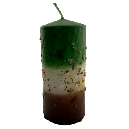Vela de ervas com arruda, sal e palo santo - Vela esotérica 14x6cm - Limpeza e proteção