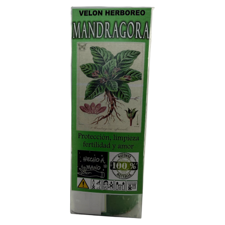 Bougie aux herbes de mandragore - Bougie ésotérique 14 x 6 cm - Protection, purification, fertilité et amour