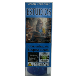 Vela para Estudos de Ervas - Vela Esotérica 14x6cm - Concentração, Bloqueio Mental...