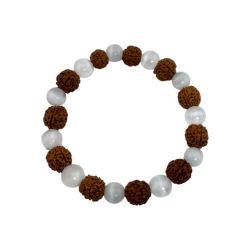 Polsera Rudrasksha Natural amb Selenita 8mm - Neteja i Energia Positiva