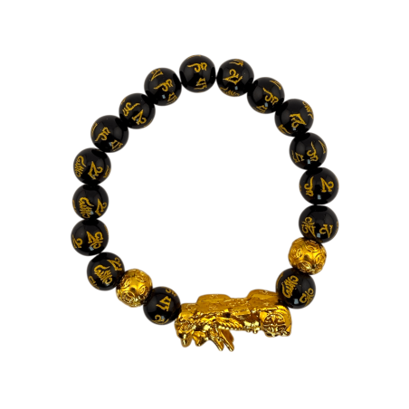 Pixiu Feng Shui Zwarte Obsidiaan Armband 10mm - Om rijkdom aan te trekken