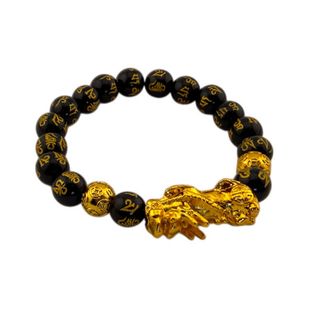 Polsera Obsidiana Negra Pixiu Feng Shui 10mm - Per atraure la riquesa
