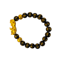 Pixiu Feng Shui Svart Obsidian Armband 10mm - För att attrahera rikedom