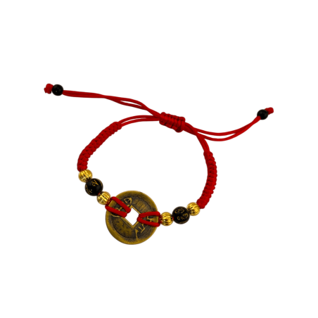 Bracelet Feng Shui I Ching avec pièces - Argent, richesse et chance